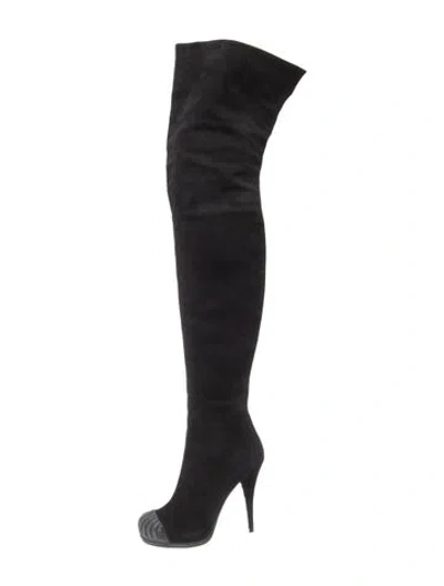 Pre-owned Fendi Suede Boots In Black/blue