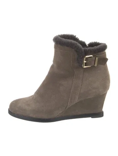 Pre-owned Fendi Suede Boots In Gray