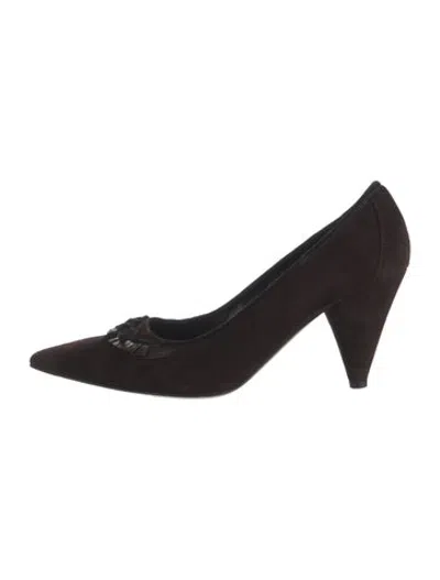 Pre-owned Fendi Suede Bow Accents Pumps In Brown