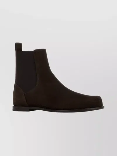 FENDI SUEDE CHELSEA ANKLE BOOTS WITH ELASTIC PANELS