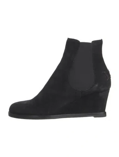 Pre-owned Fendi Suede Chelsea Boots In Black