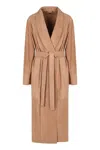 Fendi Suede Coat In Brown
