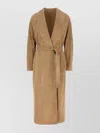Fendi Suede Coat With Belted Waist And Lapel Collar In Brown