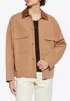 Fendi Suede Collar Canvas Jacket In Brown