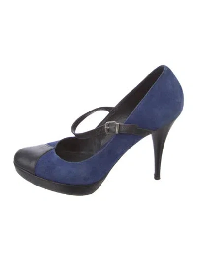 Pre-owned Fendi Suede Colorblock Pattern Pumps In Blue