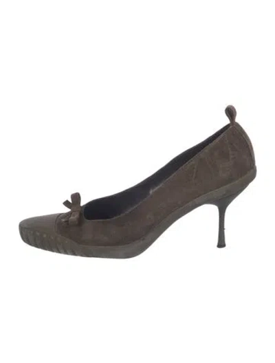 Pre-owned Fendi Suede Colorblock Pattern Pumps In Green