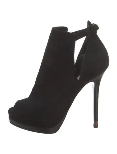Pre-owned Fendi Suede Cutout Accent Boots In Black