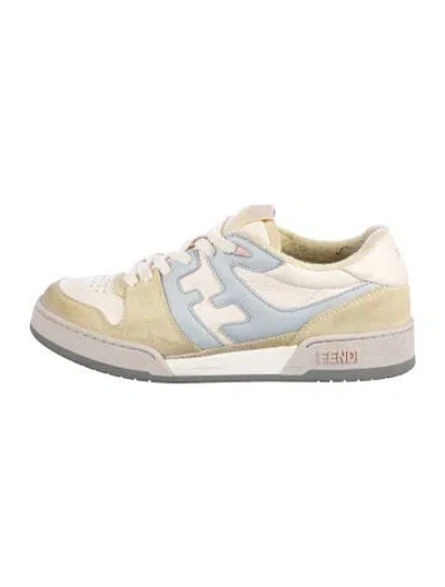 Pre-owned Fendi Suede Distressed Accents Athletic Sneakers In Yellow
