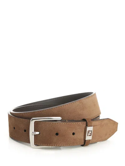 Fendi Suede Ff Belt Belts Brown