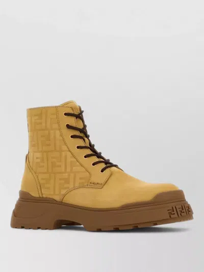 Fendi Suede Force Light Ankle Boots Chunky Sole In Brown