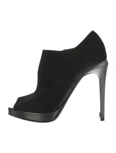 Pre-owned Fendi Suede Glitter Accents Boots In Black