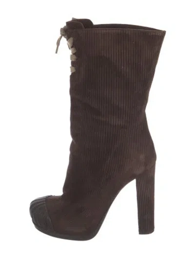 Pre-owned Fendi Suede Lace-up Boots In Brown