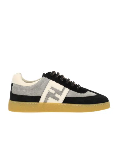 Fendi Suede-leather Logo Sneakers In Multi