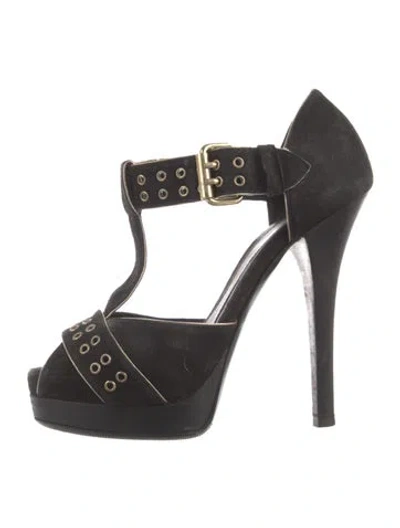 Pre-owned Fendi Suede Leather Trim Embellishment Pumps In Multi