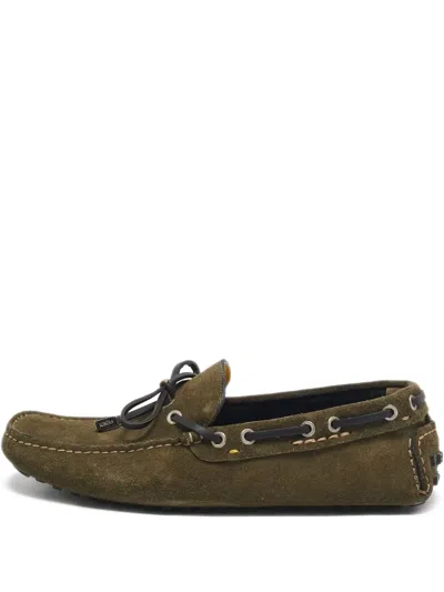 Pre-owned Fendi Suede Loafers In Green