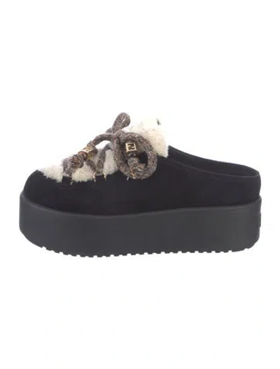 Pre-owned Fendi Suede Mules In Blue