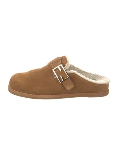 Pre-owned Fendi Suede Mules In Brown