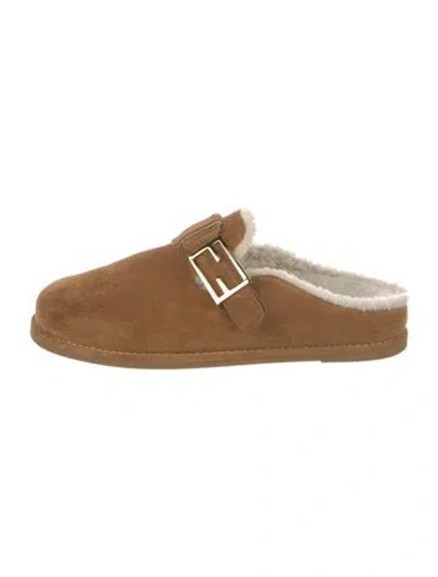 Pre-owned Fendi Suede Mules In Brown