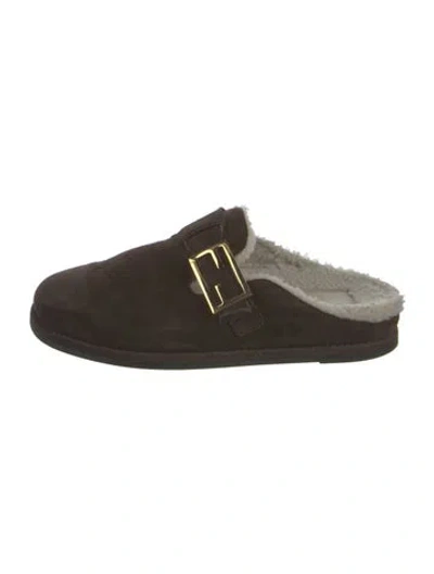 Pre-owned Fendi Suede Mules In Brown