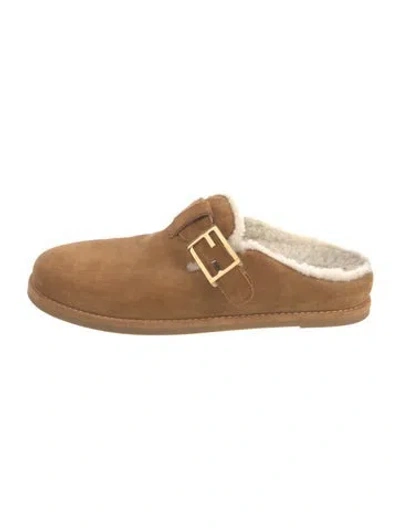 Pre-owned Fendi Suede Mules In Brown