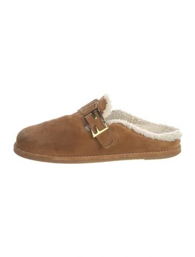 Pre-owned Fendi Suede Mules In Brown