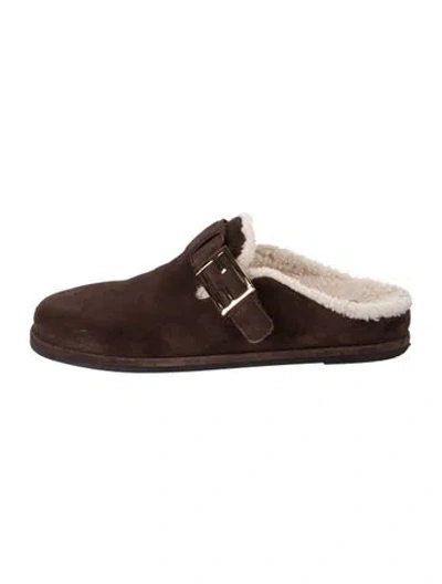 Pre-owned Fendi Suede Mules In Brown