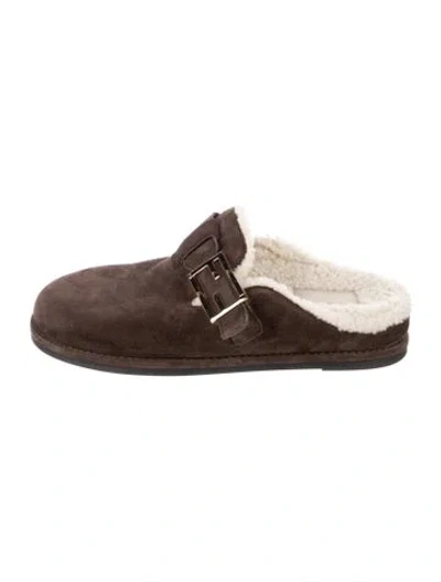 Pre-owned Fendi Suede Mules In Brown