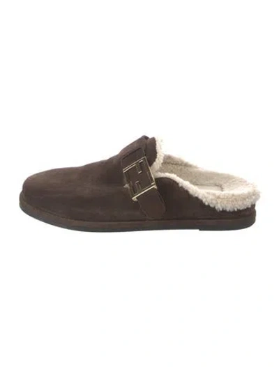 Pre-owned Fendi Suede Mules In Brown
