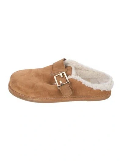 Pre-owned Fendi Suede Mules In Brown