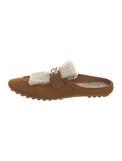 Pre-owned Fendi Suede Mules In Brown