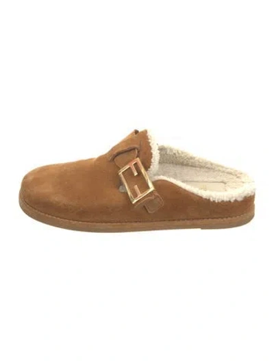 Pre-owned Fendi Suede Mules In Neutrals