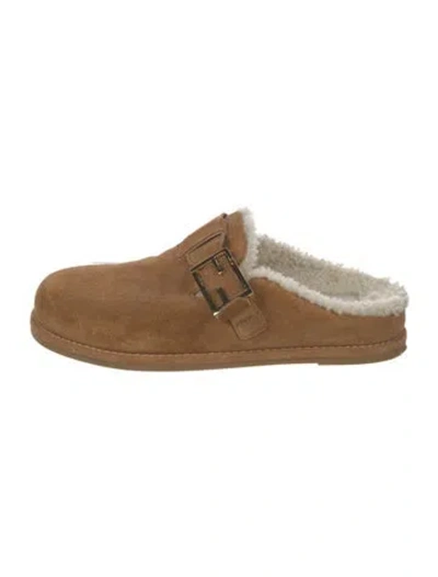 Pre-owned Fendi Suede Mules In Neutrals
