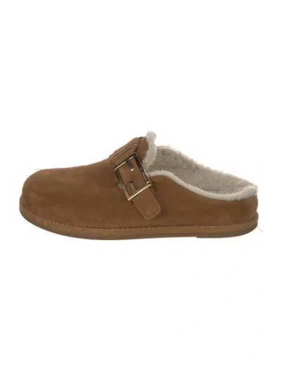 Pre-owned Fendi Suede Mules In Neutrals