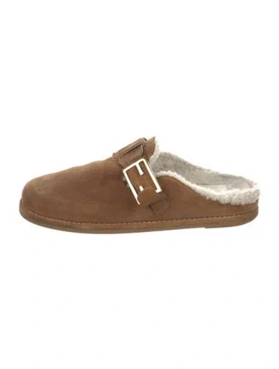 Pre-owned Fendi Suede Mules In Neutrals