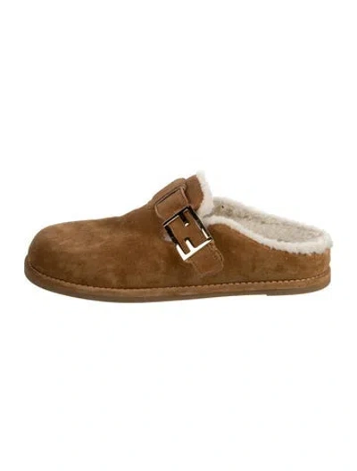 Pre-owned Fendi Suede Mules In Neutrals