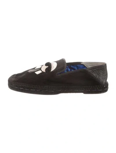 Pre-owned Fendi Suede Patterned Espadrilles In Black