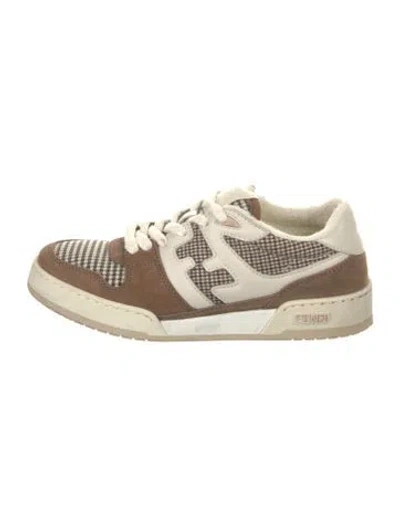 Pre-owned Fendi Suede Patterned Sneakers In Brown