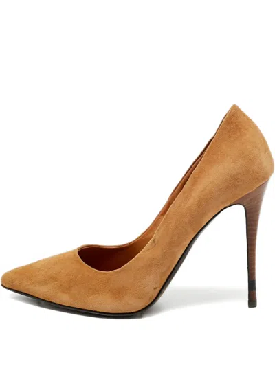 Pre-owned Fendi Suede Pointed-toe Pumps In Brown