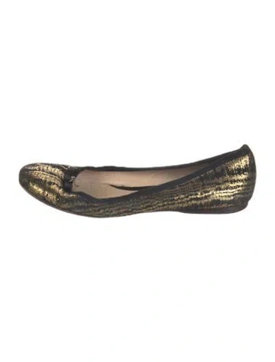 Pre-owned Fendi Suede Printed Ballet Flats In Black/metallic