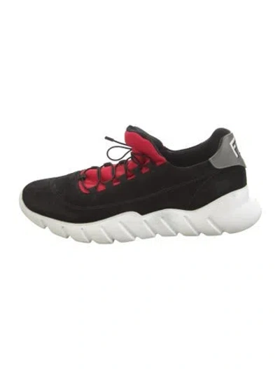 Pre-owned Fendi Suede Printed Sneakers In Black