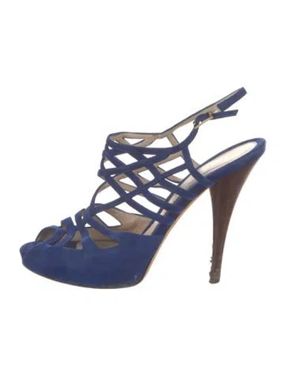 Pre-owned Fendi Suede Pumps In Blue