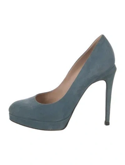 Pre-owned Fendi Suede Pumps In Blue