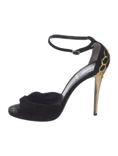 Pre-owned Fendi Suede Sandals In Blue