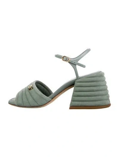 Pre-owned Fendi Suede Sandals In Blue