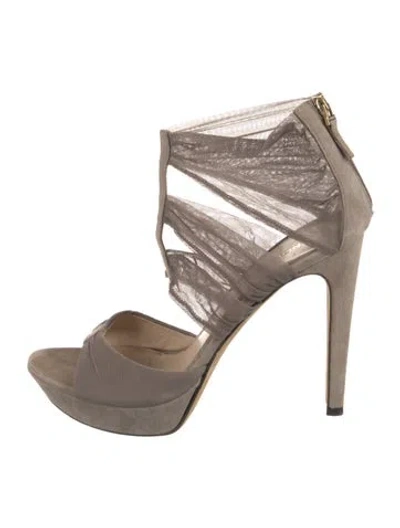 Pre-owned Fendi Suede Sandals In Gray