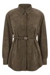 Fendi Longline Collared Shirt Belted Waist In Brown