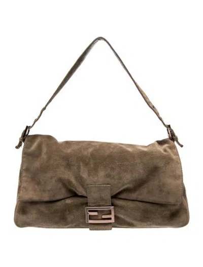 Pre-owned Fendi Suede Shoulder Bag Vintage In Neutral