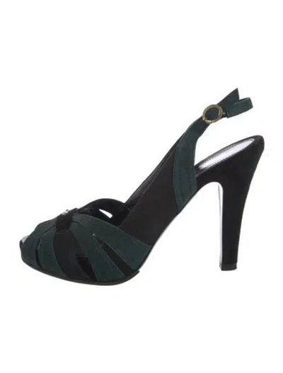 Pre-owned Fendi Suede Slingback Pumps In Black