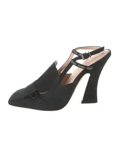 Pre-owned Fendi Suede Slingback Pumps In Black