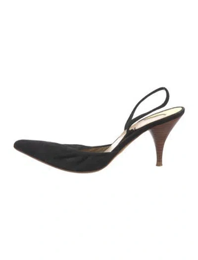 Pre-owned Fendi Suede Slingback Pumps In Black